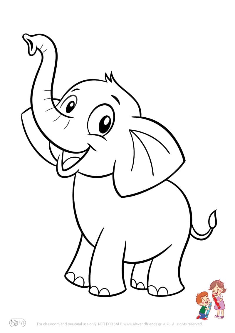 Elephant. Animal coloring pages for preschoolers
