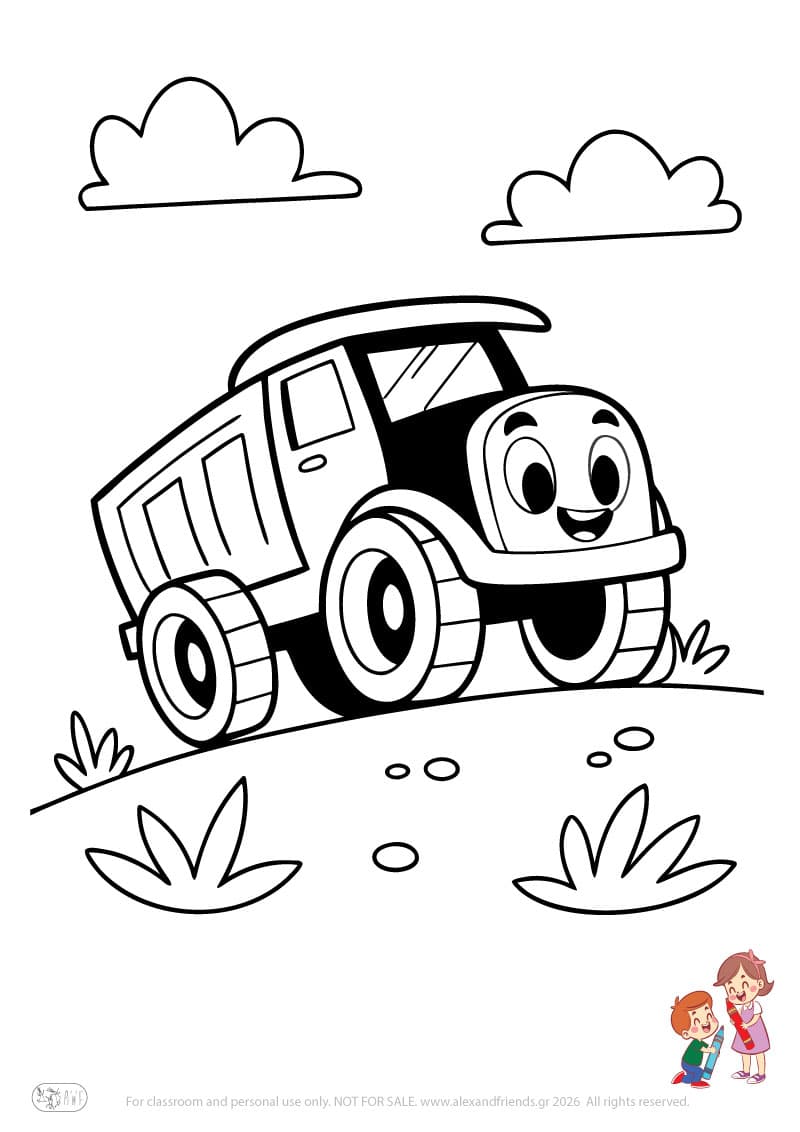 Truck. Simple coloring page printable for toddlers and preschoolers