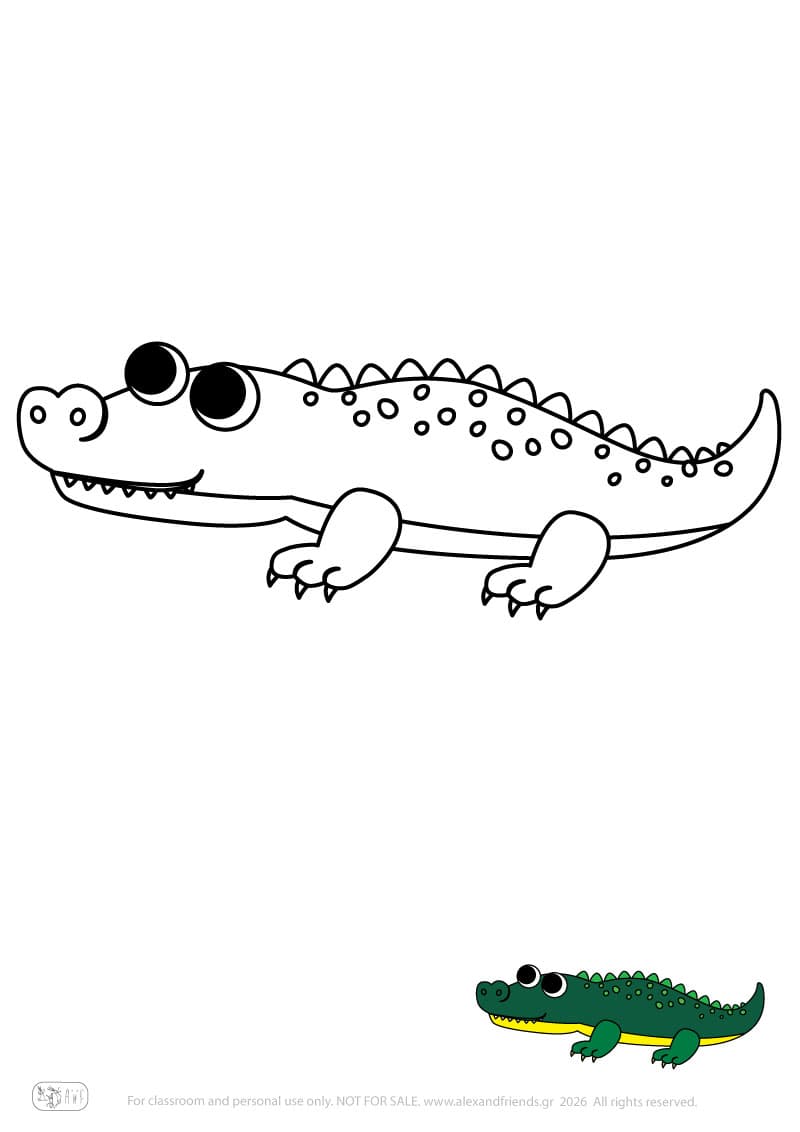 Crocodile. Printable animal coloring pages for preschoolers collection – Alex'n'Friends