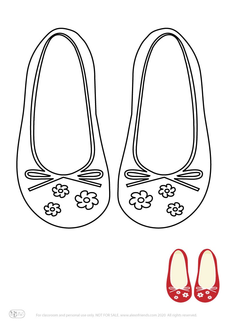 Εκπαιδευτική δραστηριότητα για παιδιά. Δωρεάν εκτυπώσιμο φύλλο ζωγραφικής με παπούτσια
