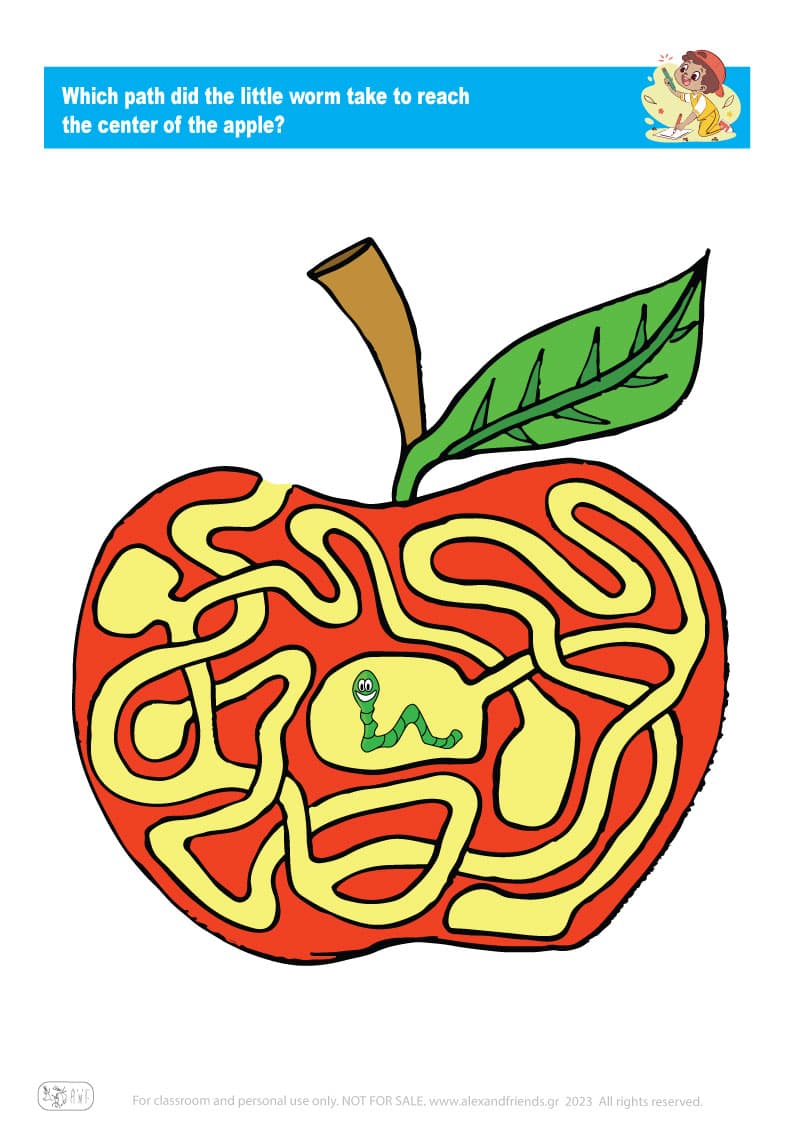 Educational activity for preschoolers. Free printable maze.