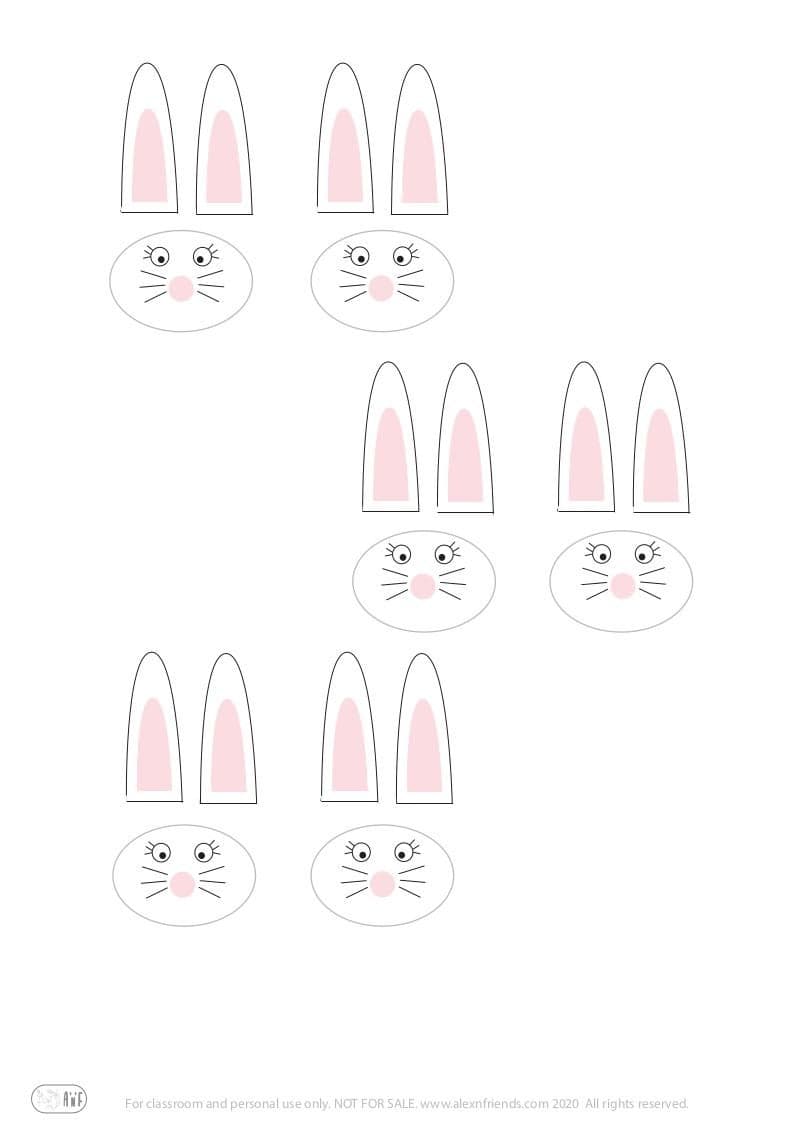 Craft for kids for Easter. Bunnies with big mouth. Free printable.