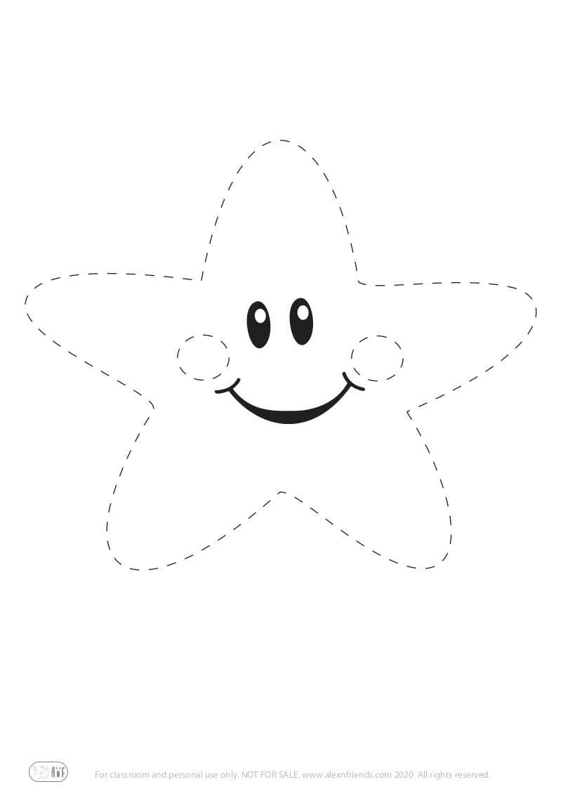 Free printable pre-writing worksheet for preschoolers. A star.