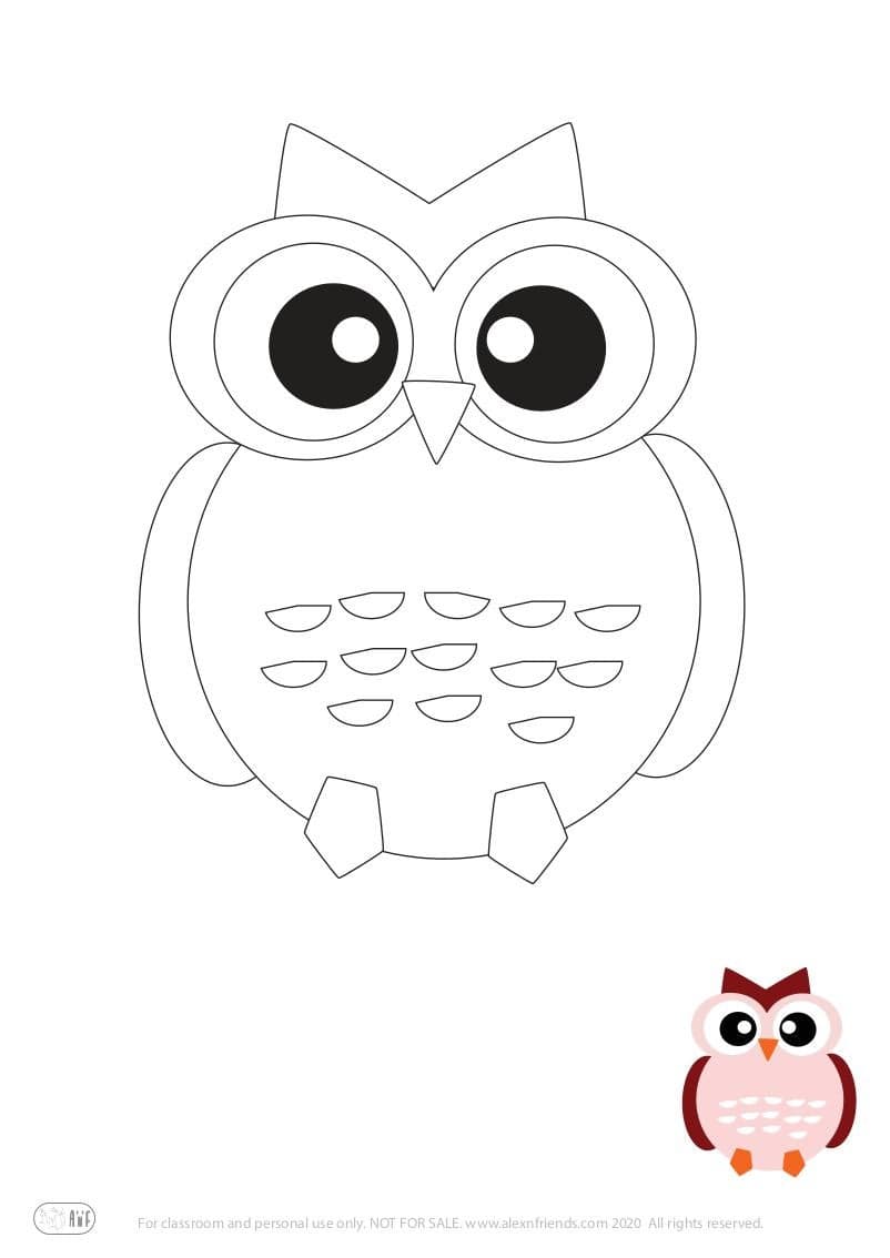 Learning activity for kids. Free printable coloring page of a owl