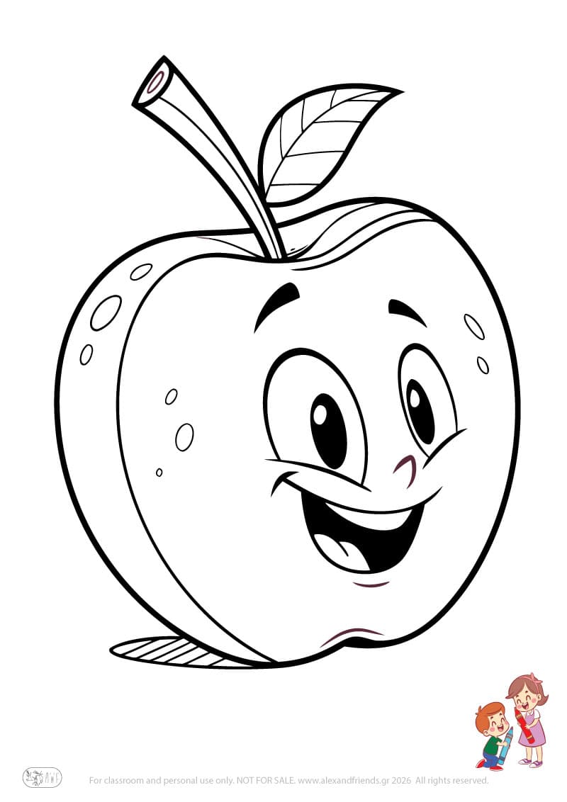 Apple. Simple coloring page printable for toddlers and preschoolers
