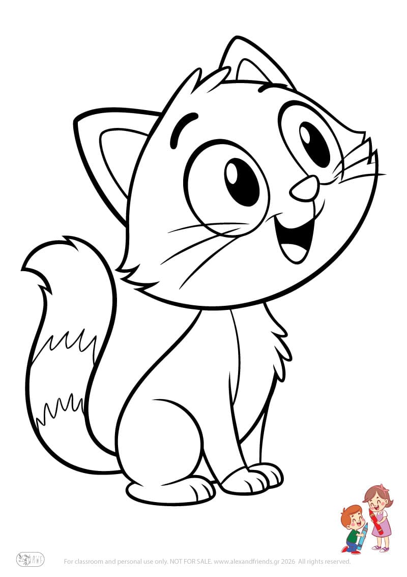 Cat. Animal coloring pages for preschoolers