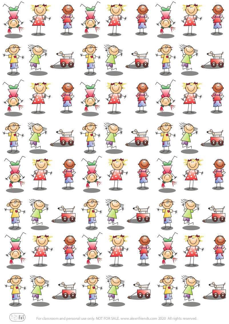 Free printable wrapping paper with happy kids.