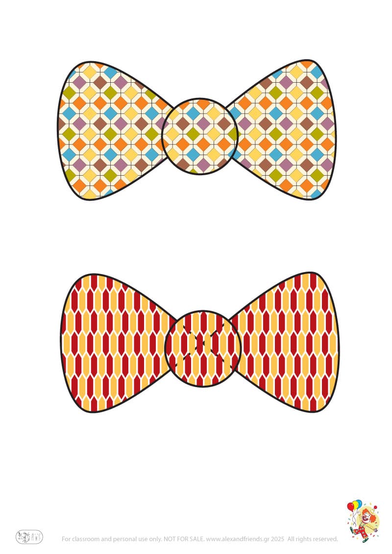 Αποκριάτικη χειροτεχνία με γραβάτα και παπιγιόν κλόουν για παιδιά προσχολικής ηλικίας