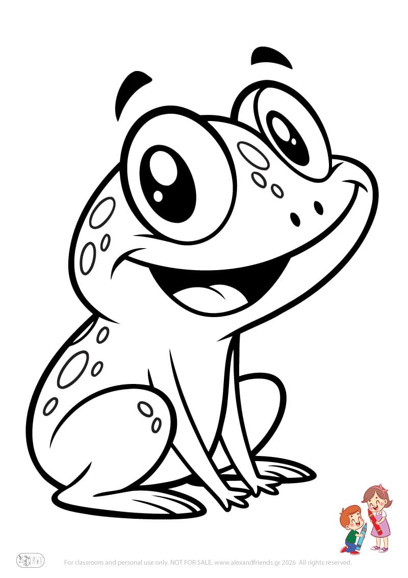 Frog. Animal coloring pages for preschoolers