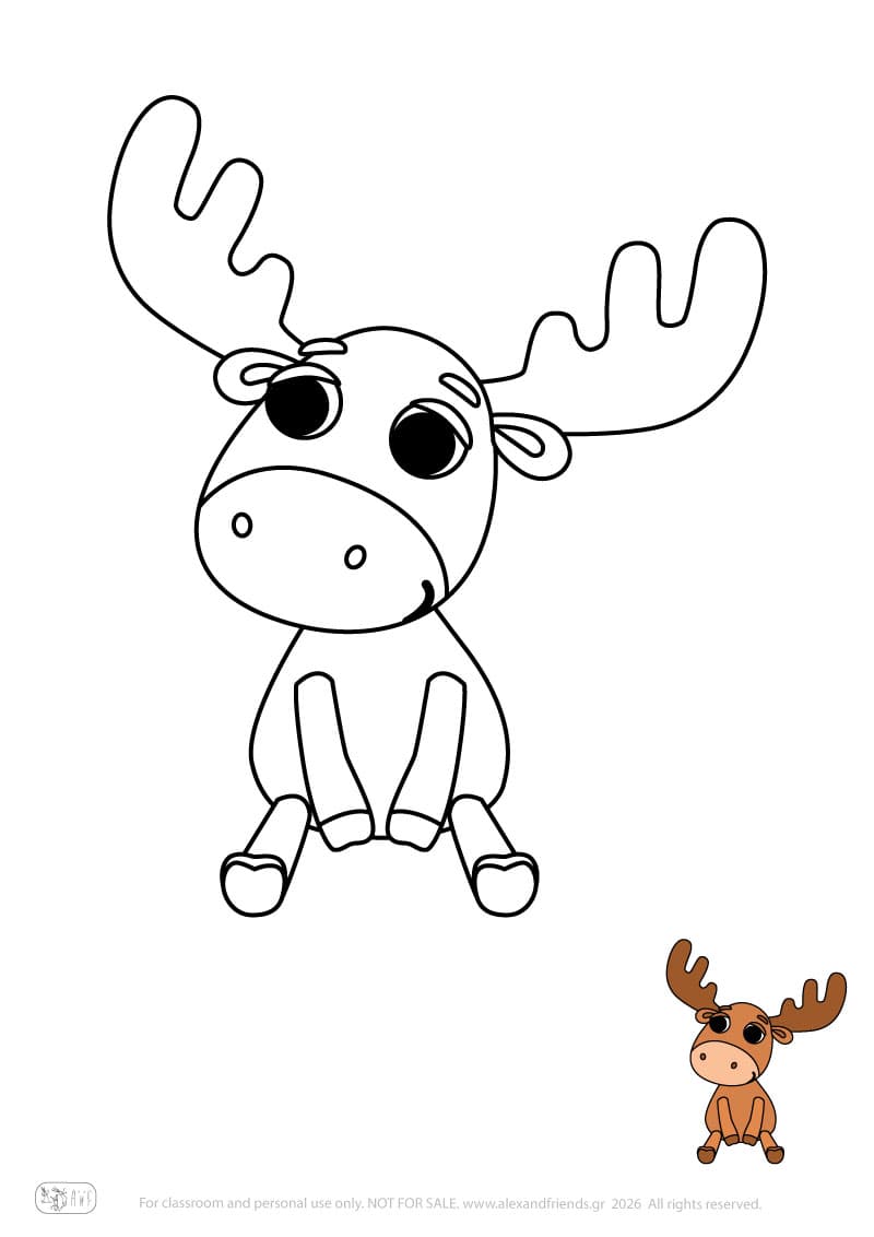 Reindeer. Printable animal coloring pages for preschoolers collection – Alex'n'Friends