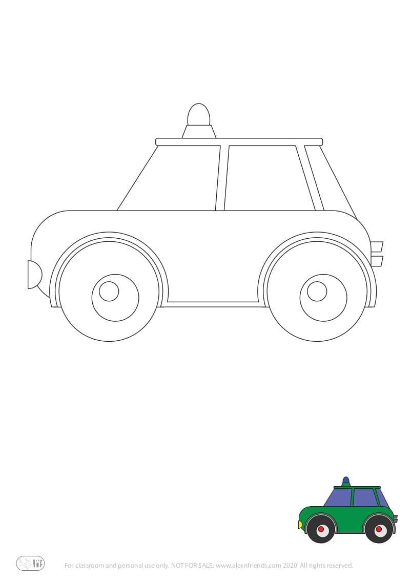 Learning activity for kids. Free printable coloring page of a car
