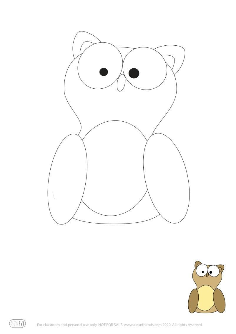 Learning activity for kids. Free printable coloring page of a owl