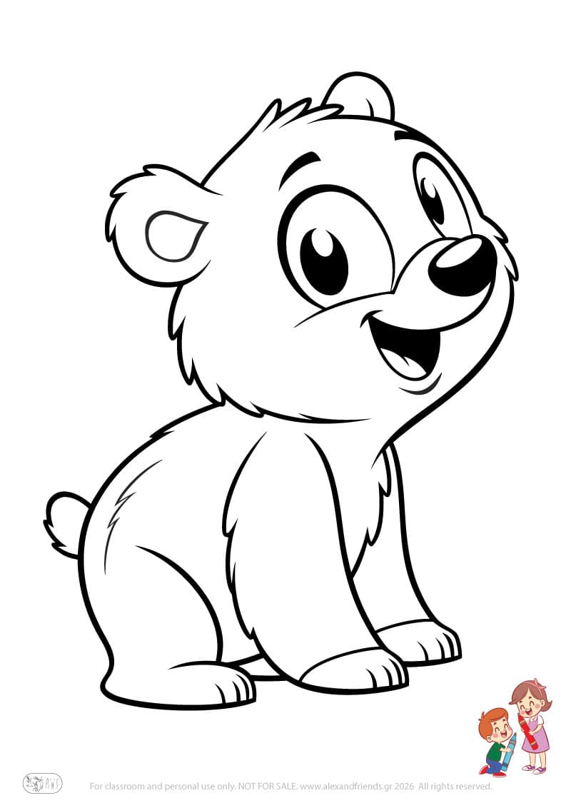 Bear. Animal coloring pages for preschoolers