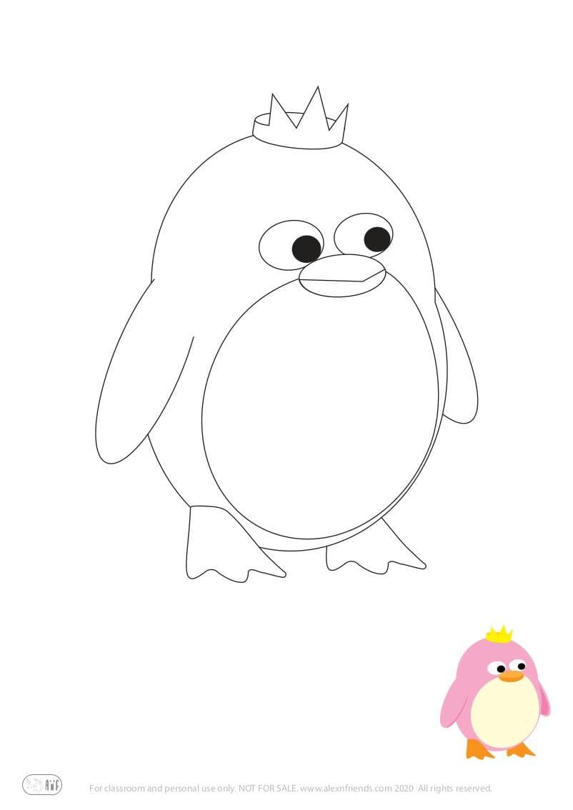 Learning activity for kids. Free printable coloring page of a penguin.