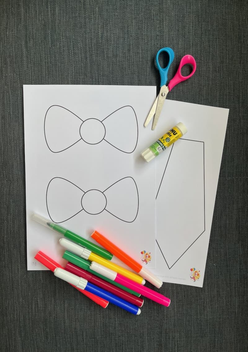 Αποκριάτικη χειροτεχνία με γραβάτα και παπιγιόν κλόουν για παιδιά προσχολικής ηλικίας