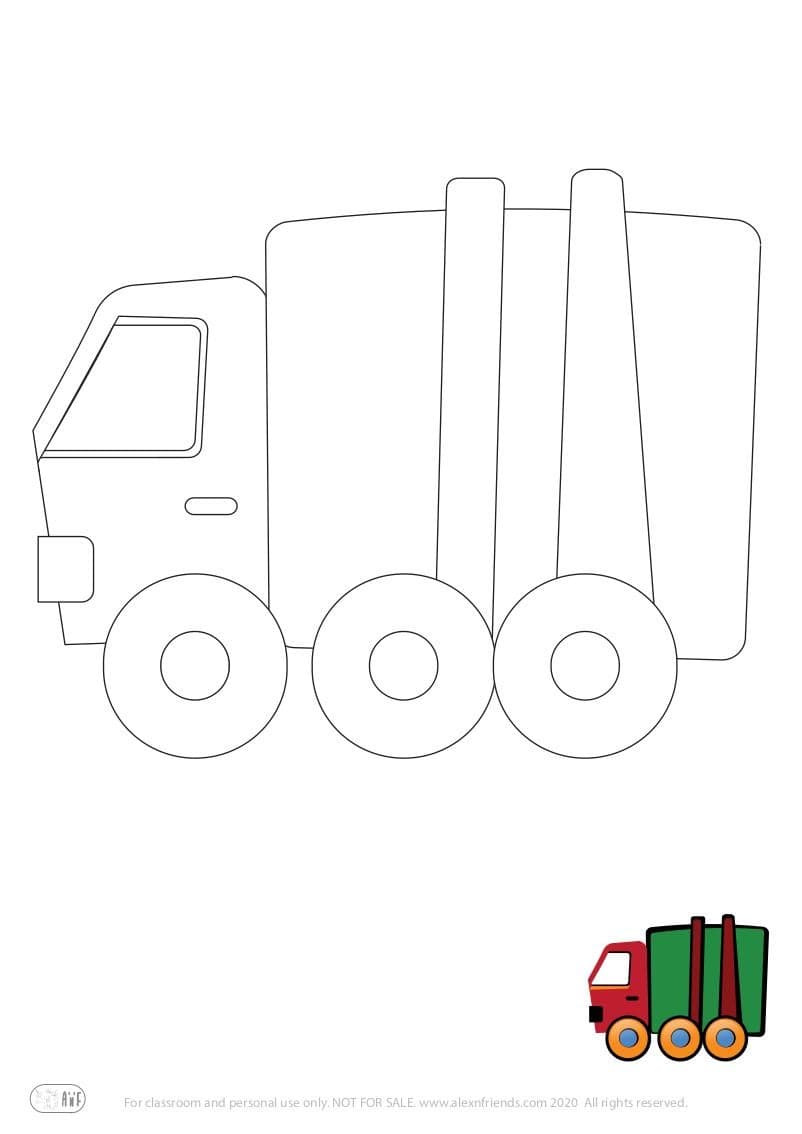 Learning activity for kids. Free printable coloring page of a truck