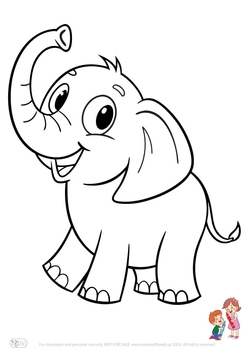 Elephant. Animal coloring pages for preschoolers