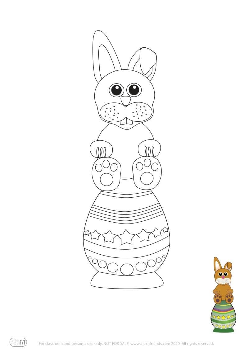 Free printable coloring page for kids for Easter. Bunny and egg.