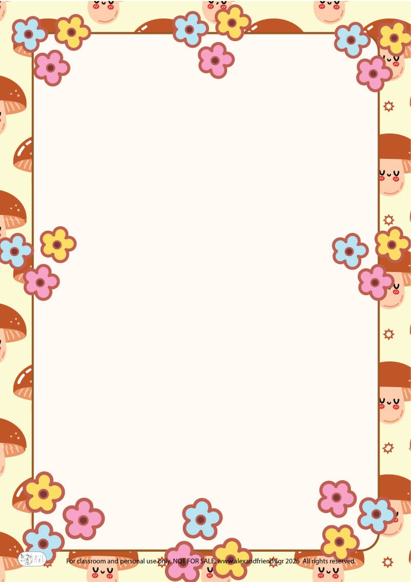 Flowers. Printable Easter writing paper for kids with festive spring designs