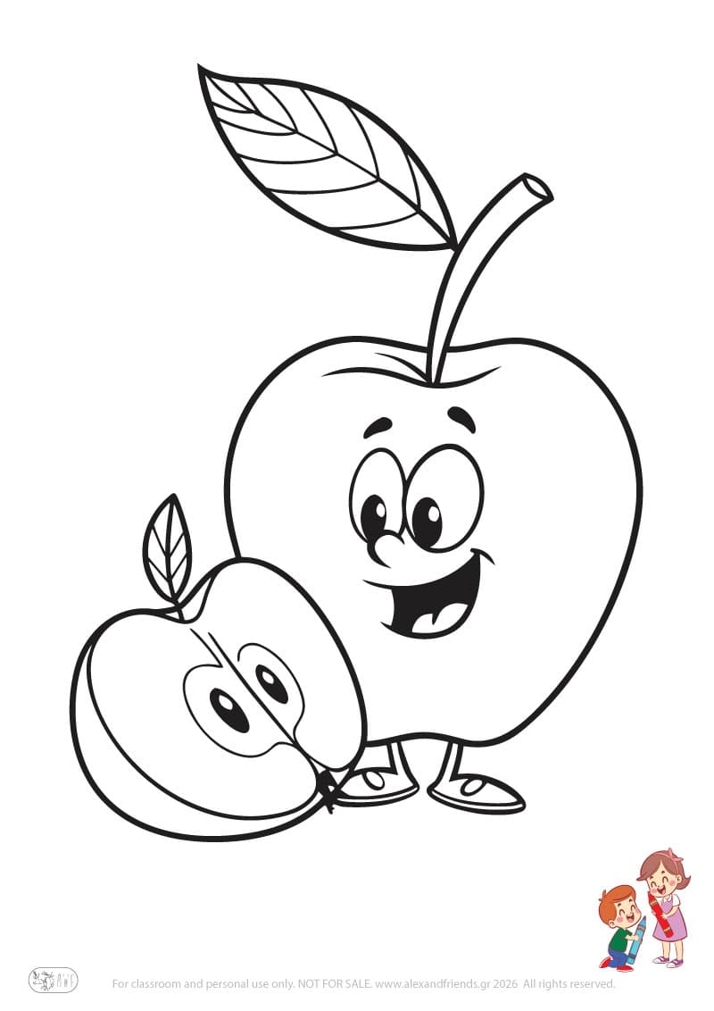 Apples. Simple coloring page printable for toddlers and preschoolers