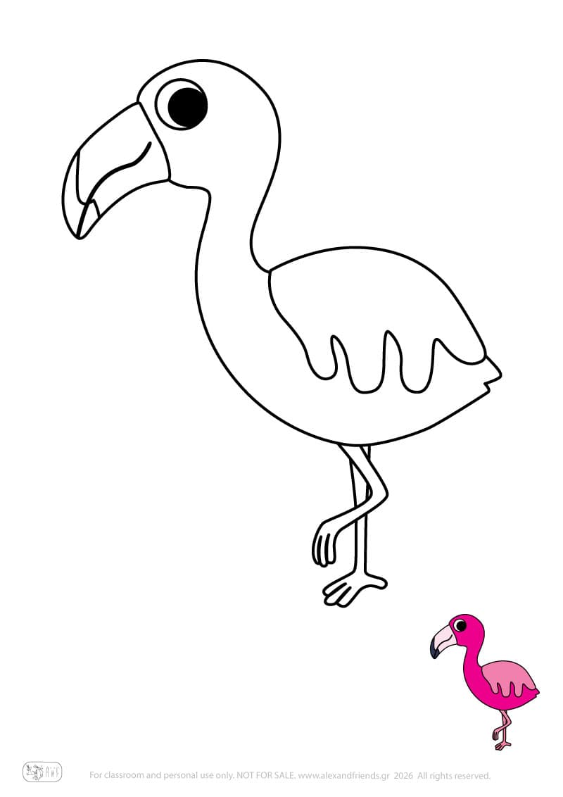 Flamingo. Printable animal coloring pages for preschoolers collection – Alex'n'Friends