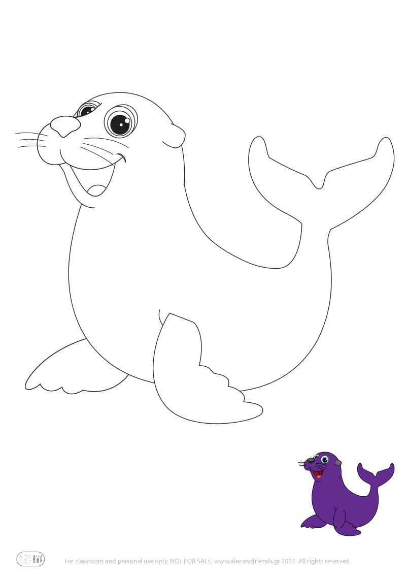 Free Coloring Pages for kids toddlers preschool kindergarten. Sea horse.
