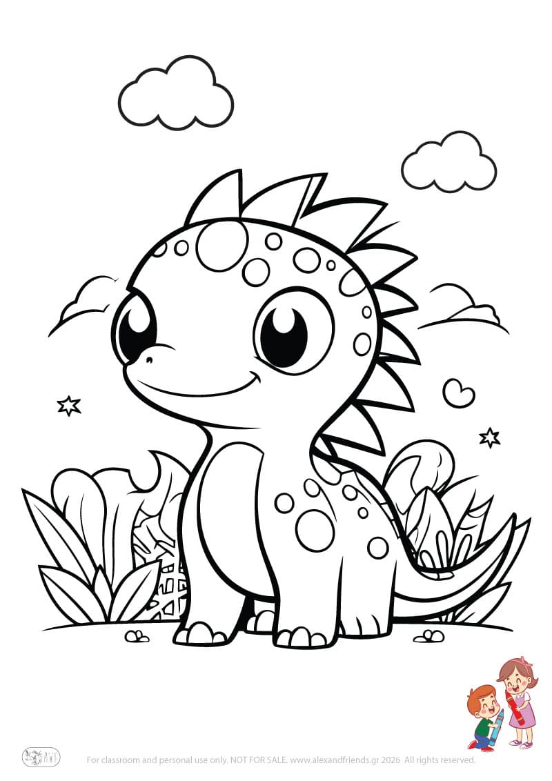 Dinosaur. Animal coloring pages for preschoolers