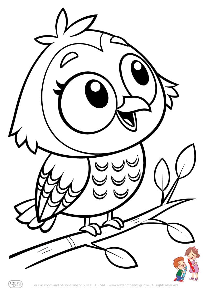 Owl. Animal coloring pages for preschoolers