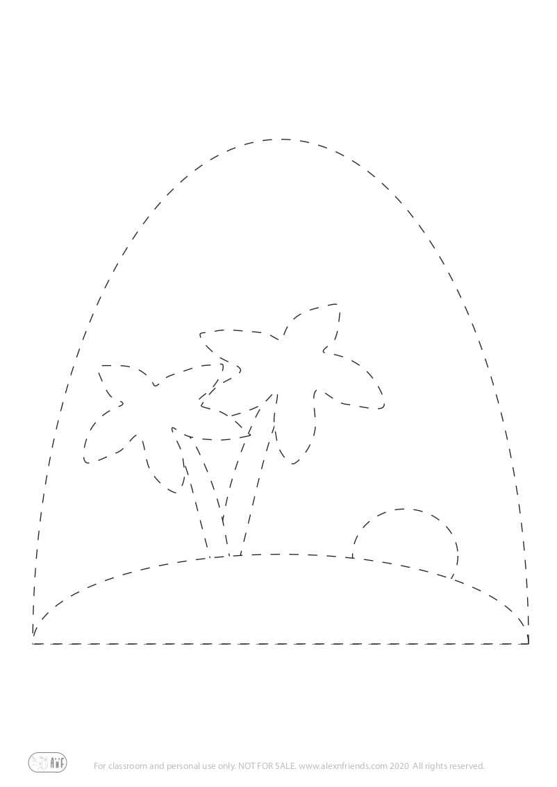 Free printable pre-writing worksheet for preschoolers. An island.