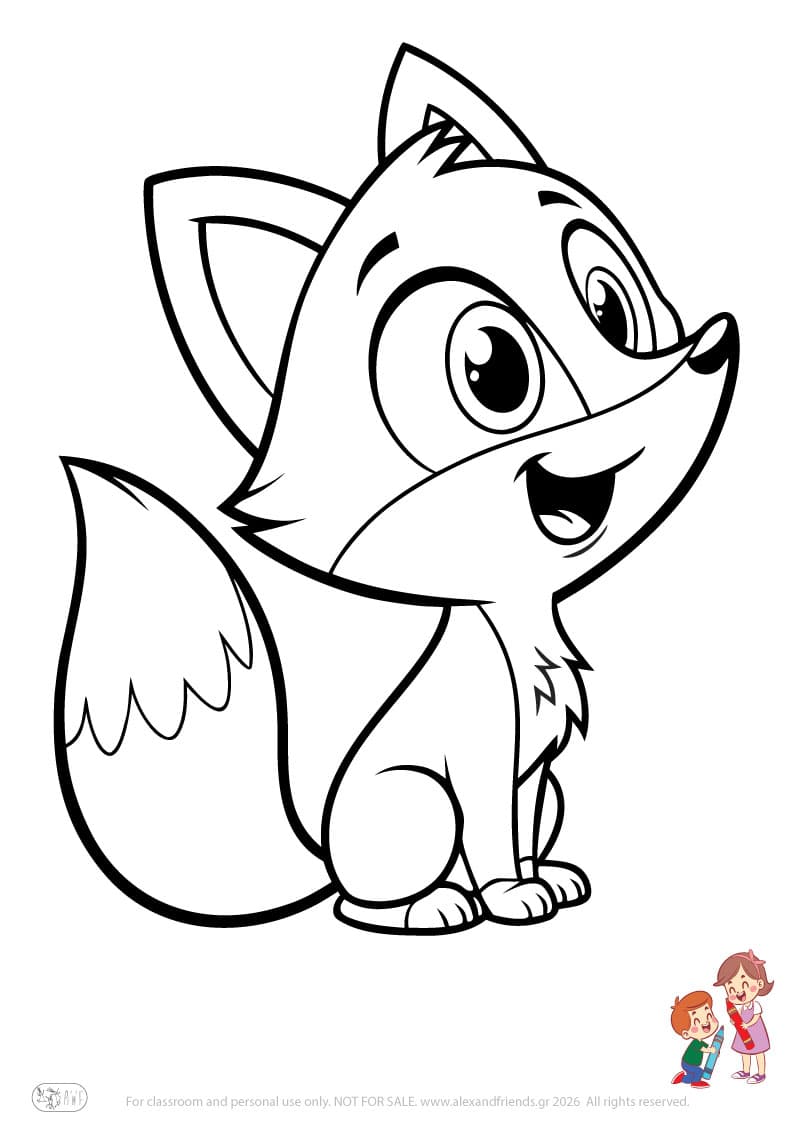 Fox. Animal coloring pages for preschoolers