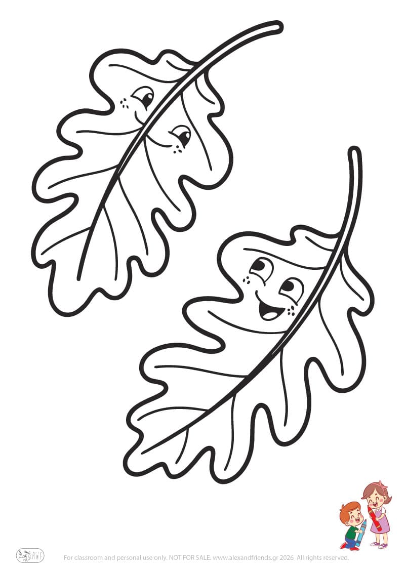 Leaves. Simple coloring page printable for toddlers and preschoolers