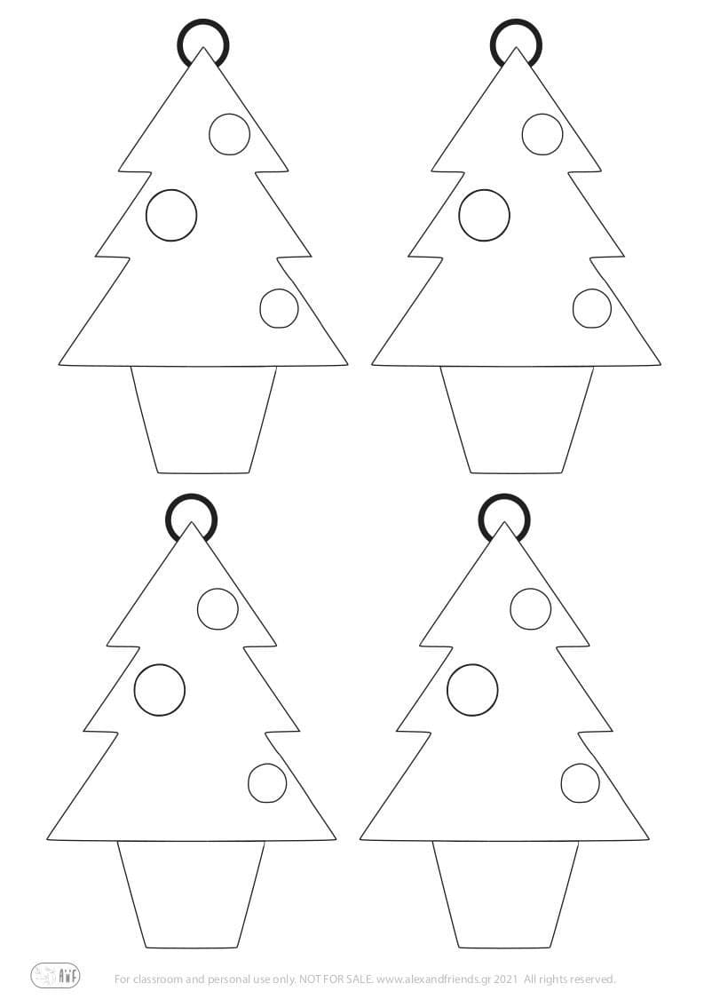 Free printable craft for kids for the holidays. Christmas and New Year's. Decorative Christmas trees for the Christmas tree.
