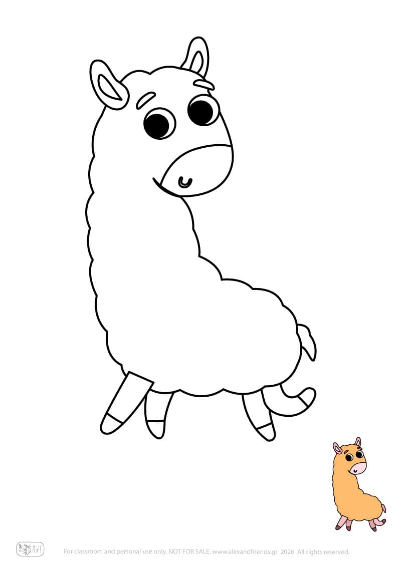 Alpaka. Printable animal coloring pages for preschoolers collection – Alex'n'Friends