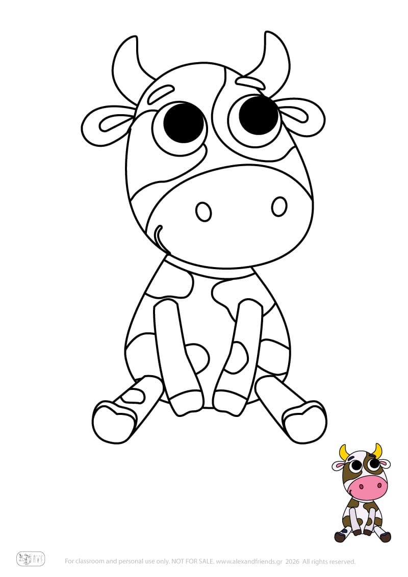 Cow. Printable animal coloring pages for preschoolers collection – Alex'n'Friends
