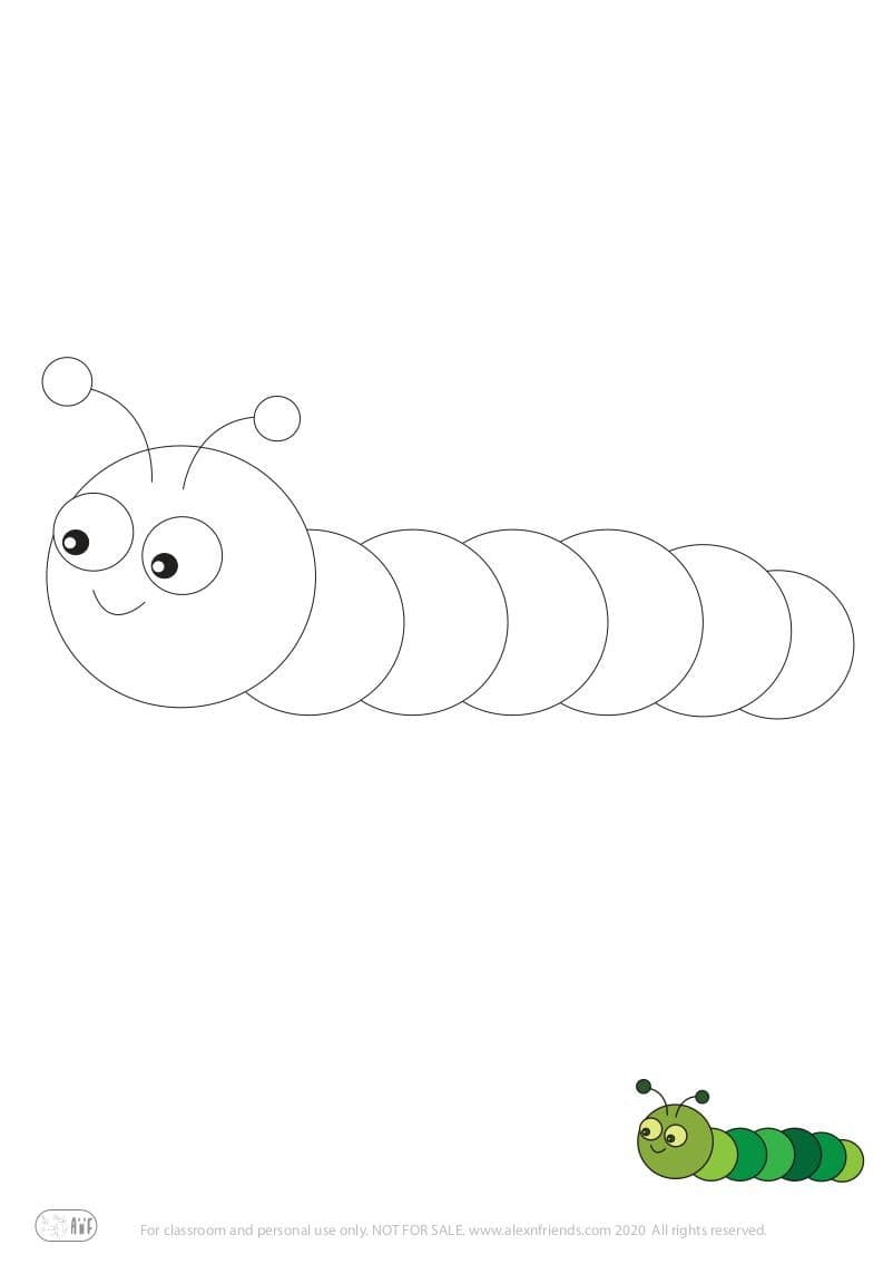 Learning activity for kids. Free printable coloring page of a worm.