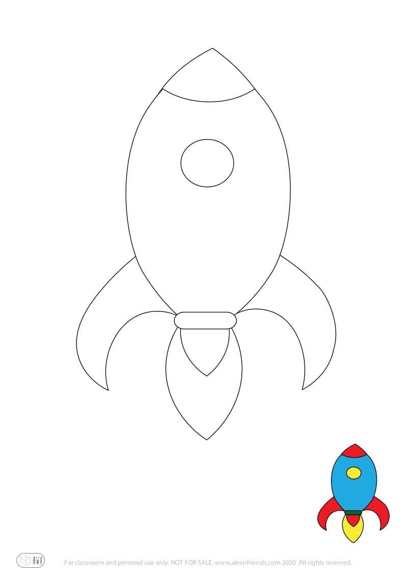 Learning activity for kids. Free printable coloring page of a rocket