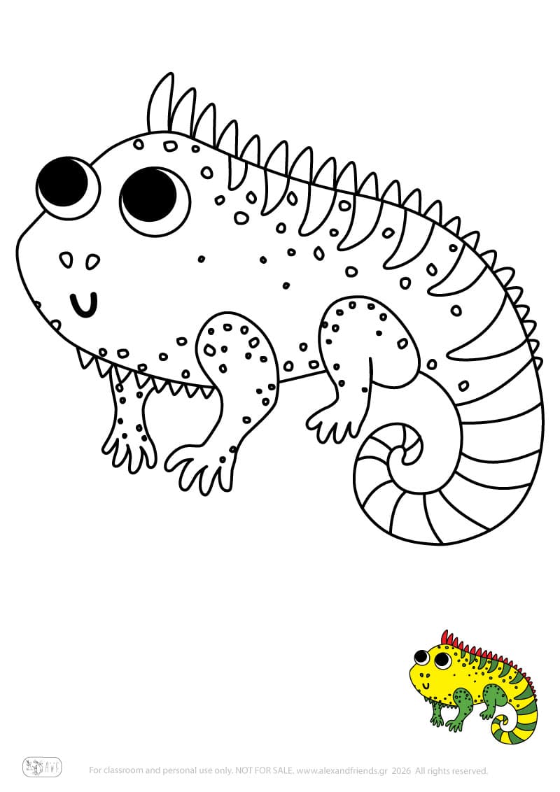 Chameleon. Printable animal coloring pages for preschoolers collection – Alex'n'Friends