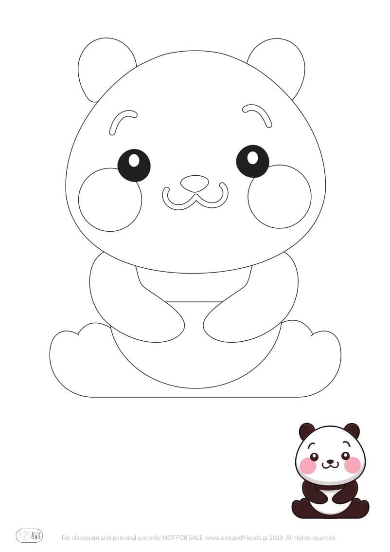 Free Coloring Pages for kids toddlers preschool kindergarten. Panda.