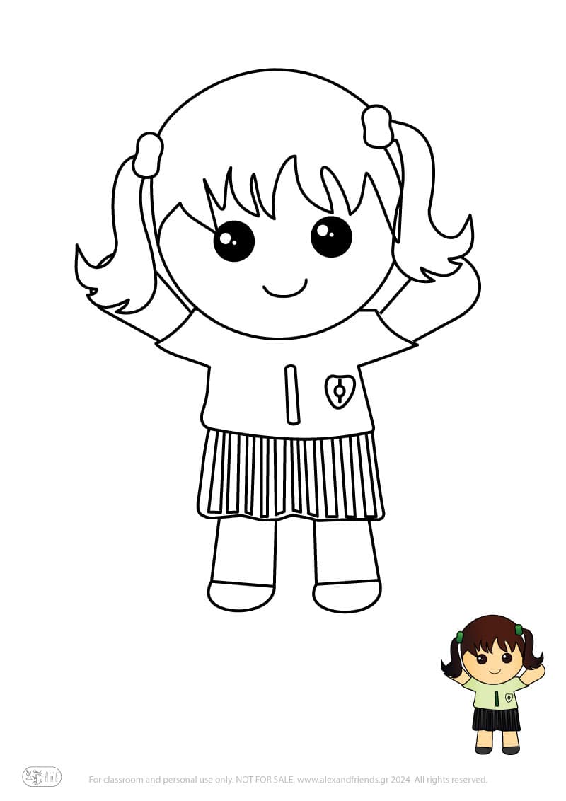 Εκπαιδευτική δραστηριότητα για παιδιά. Δωρεάν εκτυπώσιμο φύλλο ζωγραφικής με κορίτσι