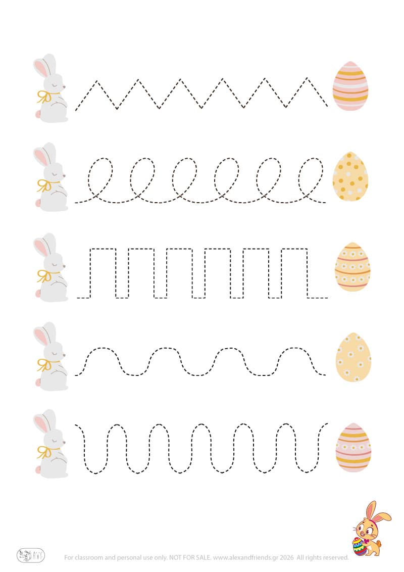 Bunny - easter egg. Easter pre-writing worksheets for kids