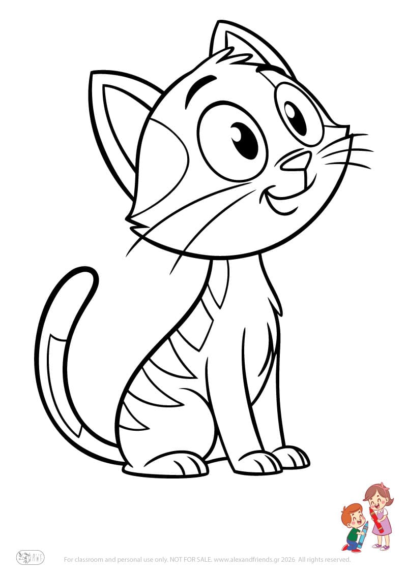 Cat. Animal coloring pages for preschoolers