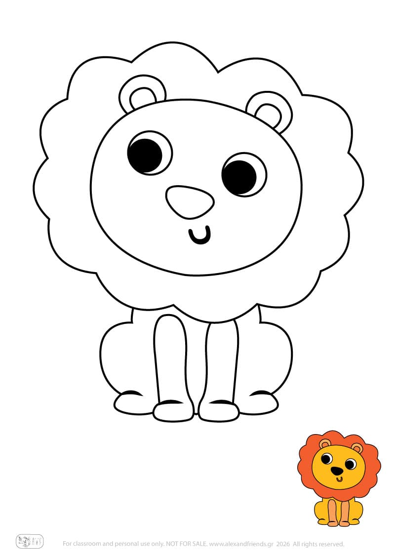 Lion. Printable animal coloring pages for preschoolers collection – Alex'n'Friends