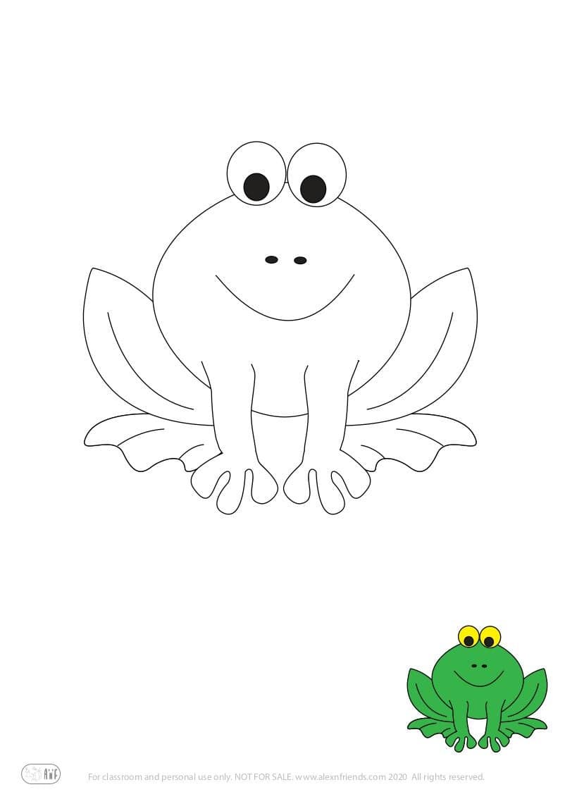 Learning activity for kids. Free printable coloring page of a frog