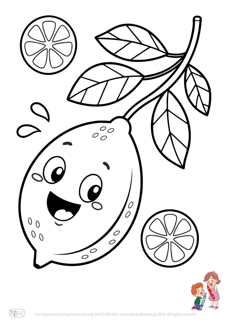 Lemon. Simple coloring page printable for toddlers and preschoolers