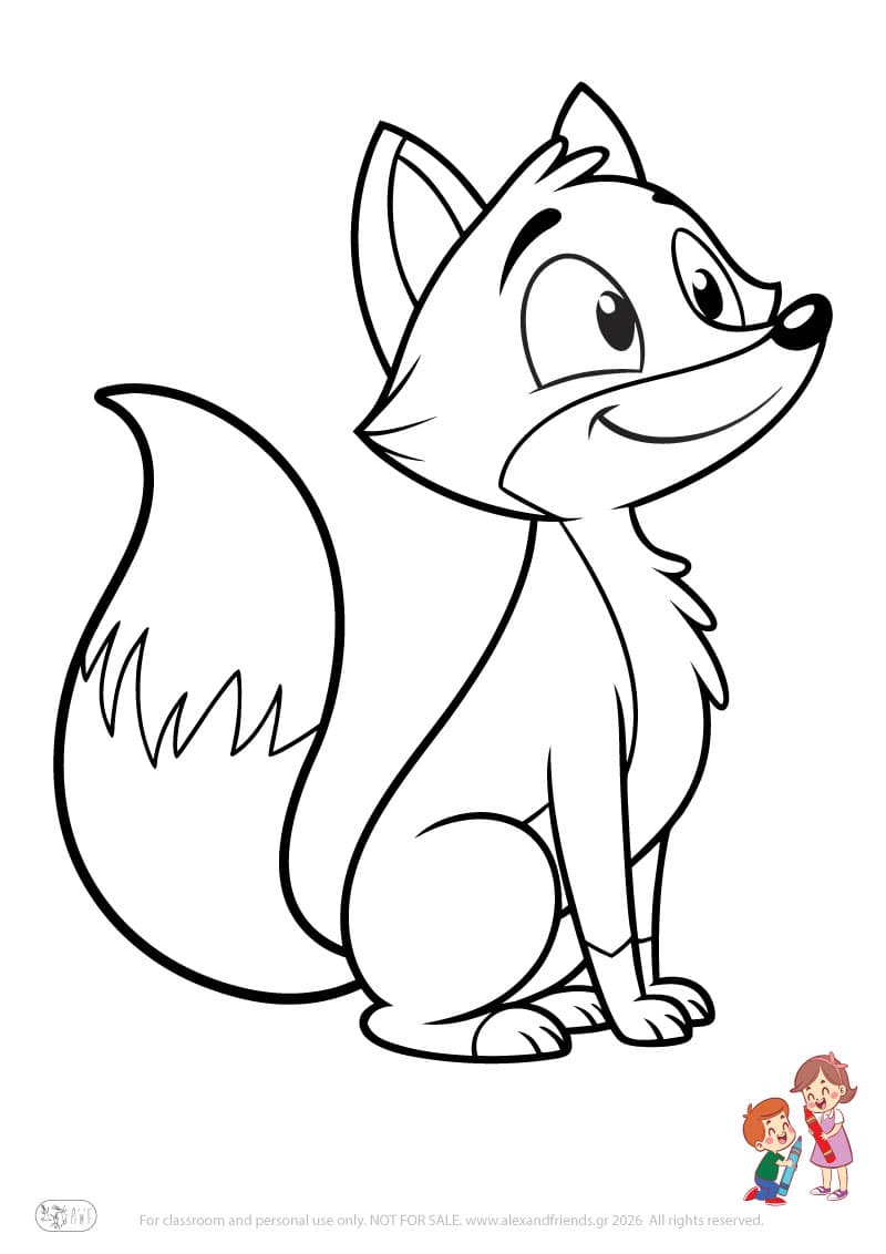 Fox. Animal coloring pages for preschoolers