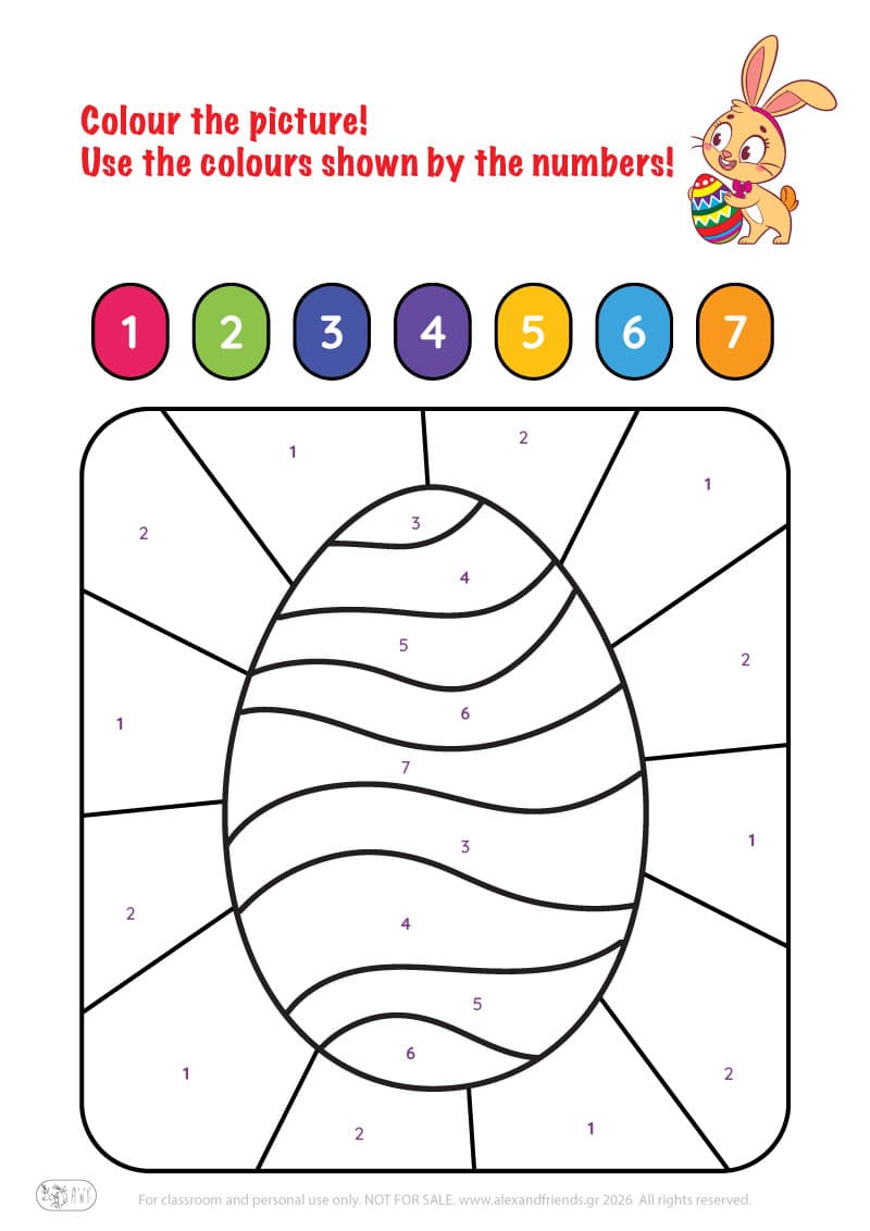 Color the picture. Printable Easter preschool worksheet 