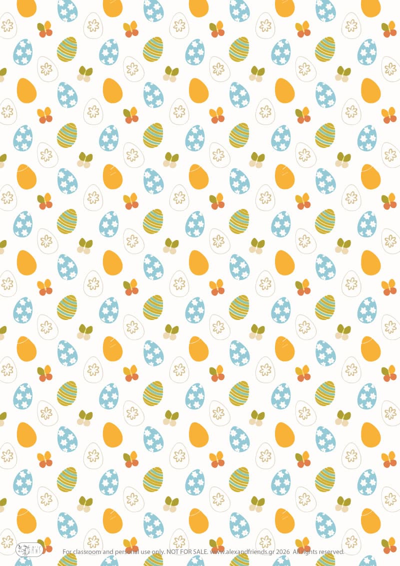 Easter eggs. Printable wrapping paper for Easter with Easter and spring motifs. 