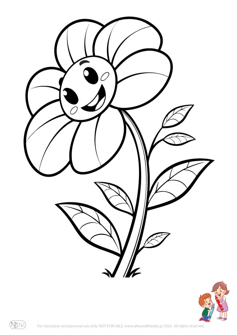 Flower. Simple coloring page printable for toddlers and preschoolers
