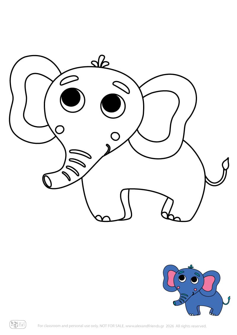 Elephant. Printable animal coloring pages for preschoolers collection – Alex'n'Friends