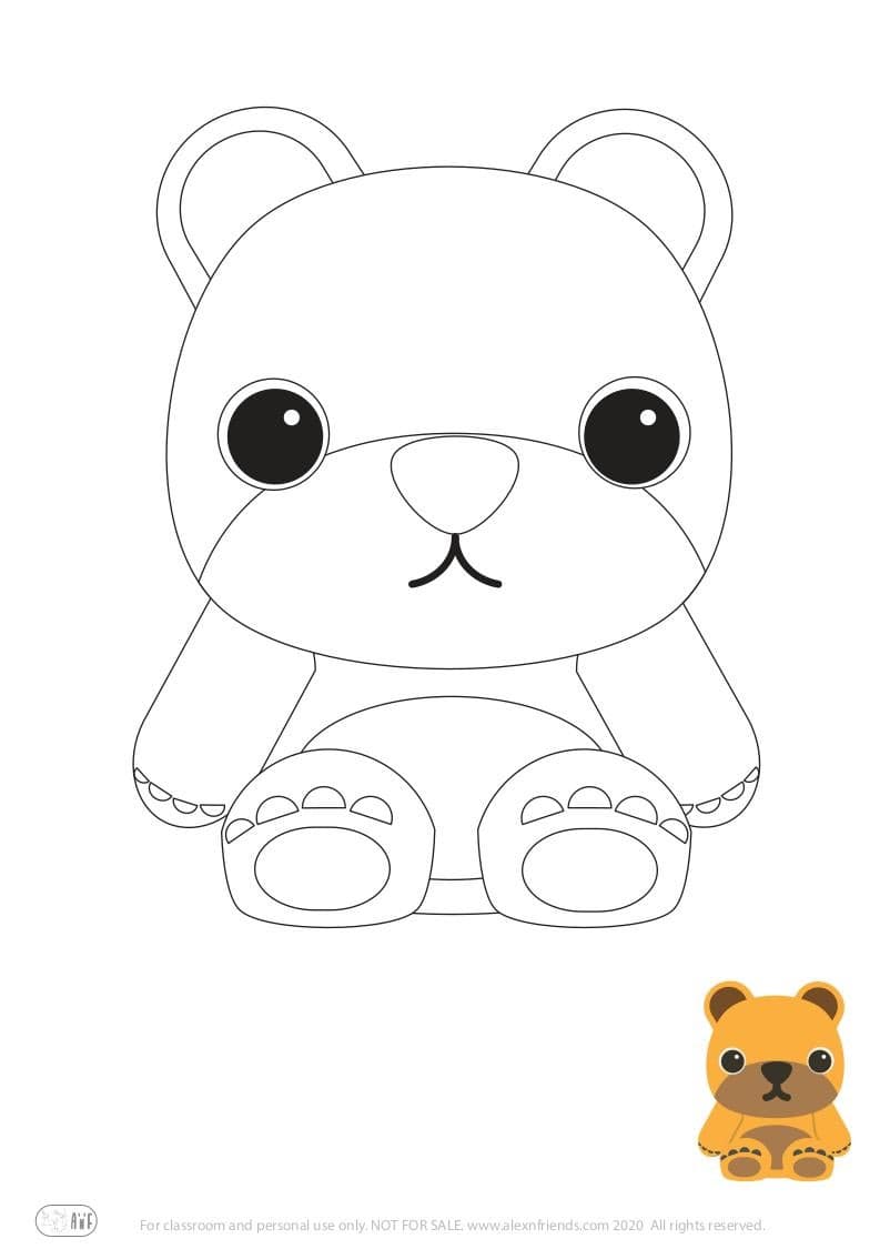 Learning activity for kids. Free printable coloring page of a bear.